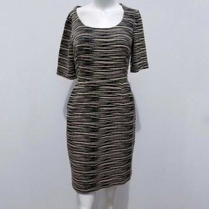 Trina Turk Black and White Striped Midi Dress size 8